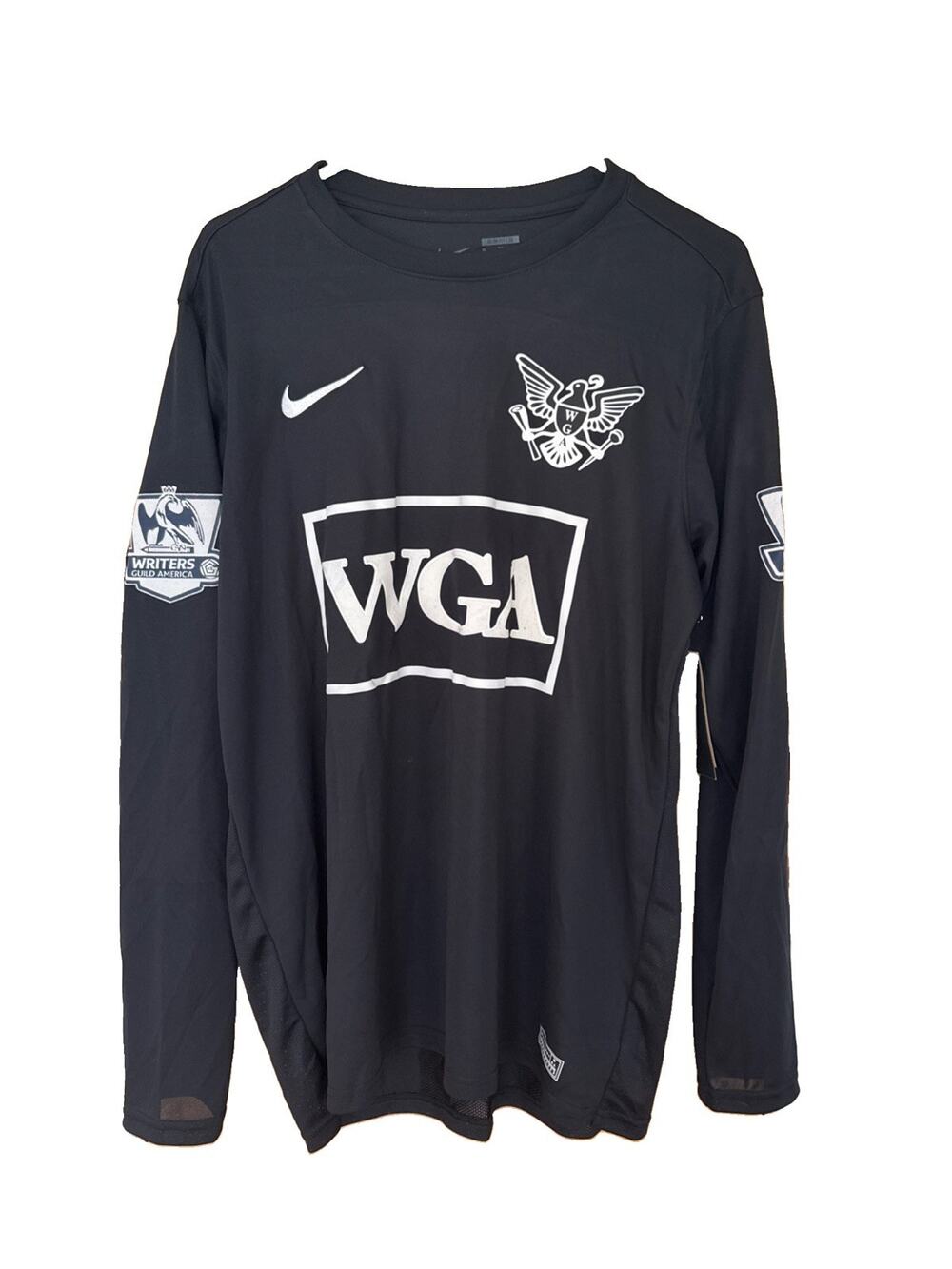 New Nike Writers Guild Of America Soccer Mens XL Black Long Sleeve #9 Scrittore